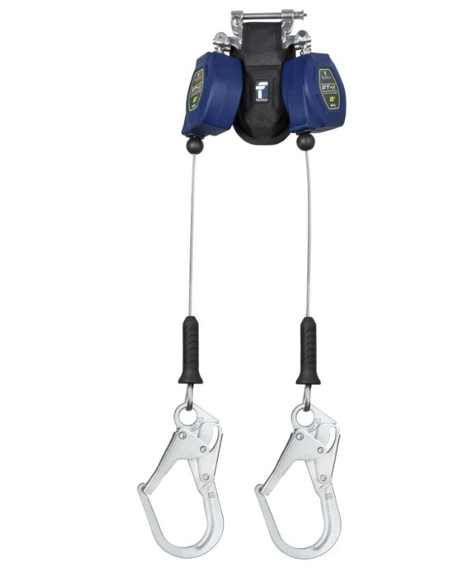 FallTech 8' FT-X™ EdgeCore™ Class 2 Leading Edge Personal SRL, Twin-leg with Steel Rebar Hooks | MFG # 82808TP3