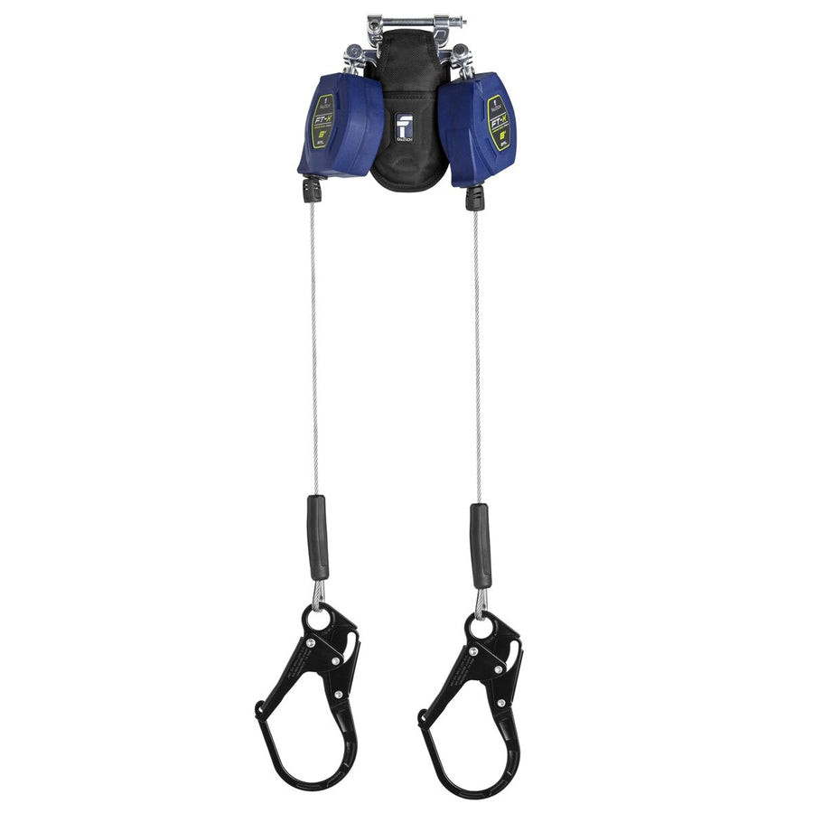 FallTech 8' FT-X™ EdgeCore™ Class 2 Leading Edge Personal SRL, Twin-leg with Steel Rebar Hooks | MFG # 82808TP3