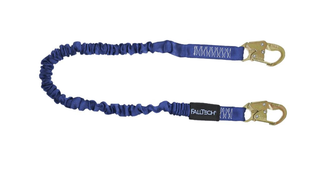 FallTech 8240 4½' to 6' ElasTech® Energy Absorbing Lanyard, Single-leg with Steel Snap Hooks 