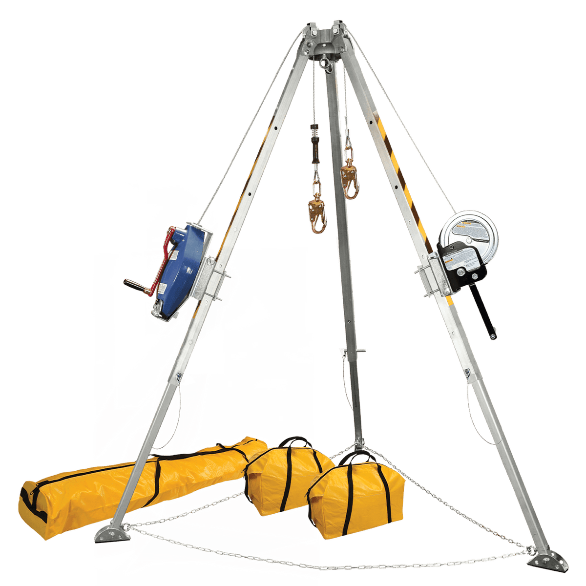 FallTech 8 ft. Tripod Confined Space Entry Kit, Galvanized Cable 60 ft. Rescue SRL and 60 ft. Personnel Winch, Mfg# 7509