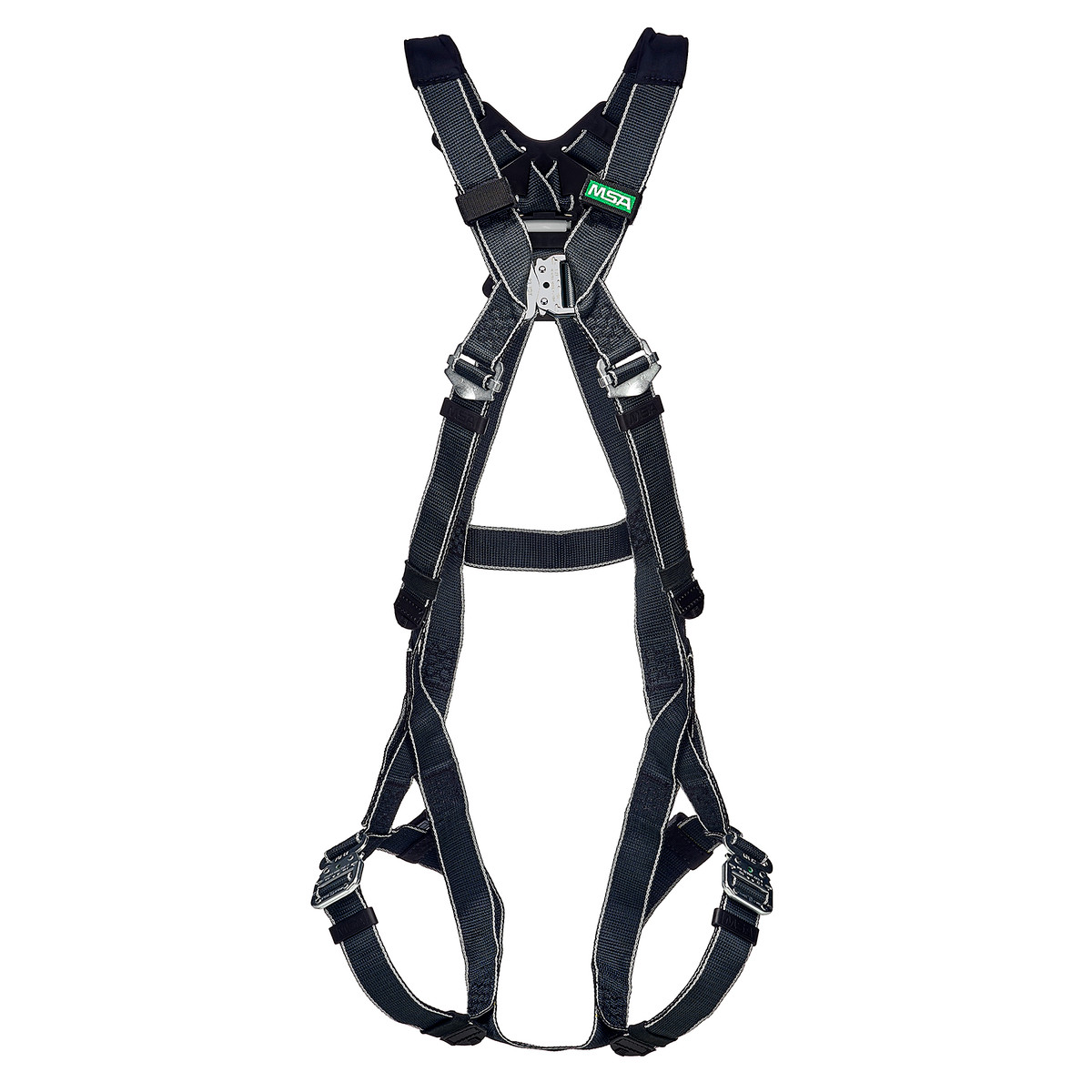 MSA V-FORM welding full-body harness with back D-ring and quick-connect leg straps