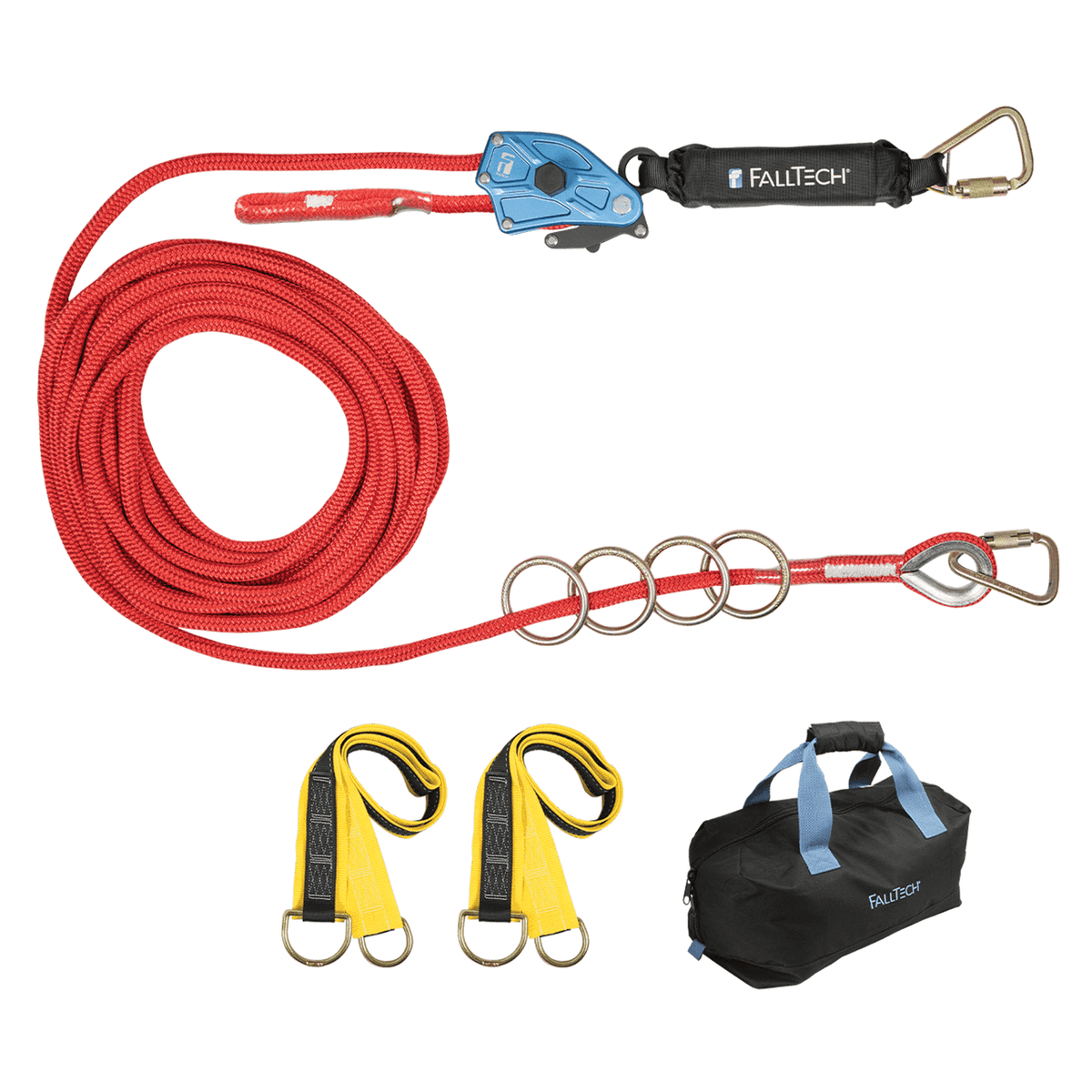 FallTech 100 ft Horizontal Lifeline System, 4-Person, Energy Absorber, Mfg# 772060