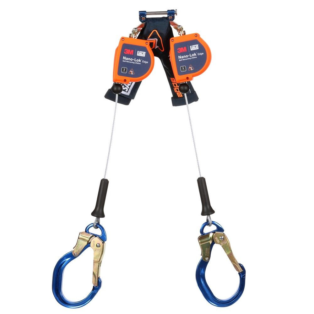 3M DBI Sala 3500277 Nano-Lok Edge ANSI Class 2 Twin-Leg Quick Connect 8 ft. Cable Self Retracting Lifeline, Aluminum Rebar Hooks