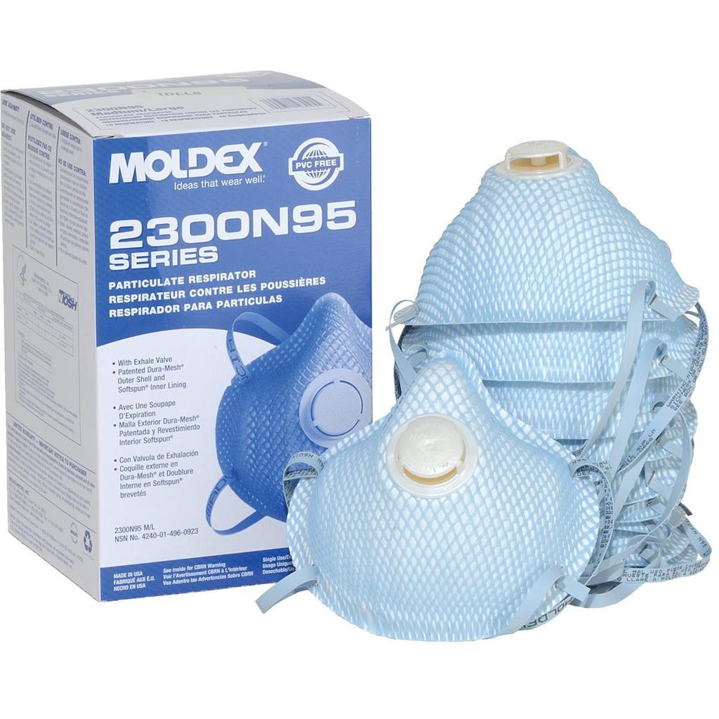 Moldex 2300N95 Medium Large N95 particulate respirator with exhalation valve and Dura-Mesh shell
