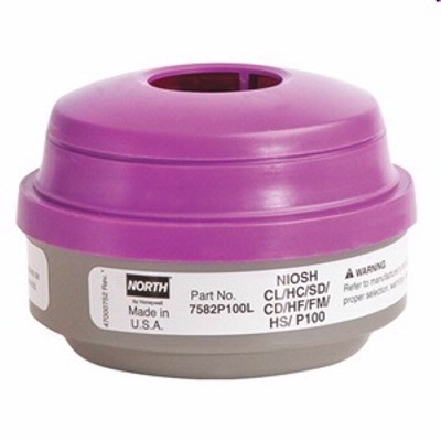North Safety 7582P100L | Acid Gas & P100 Particulate Filter Cartridge, 1 Pair/Pkg
