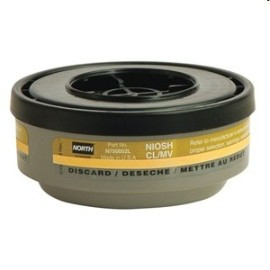 North Safety N750052L Mercury Vapor/ Chlorine Respirator Cartridge with End of Service Life Indicator, 1 Pair/Pkg