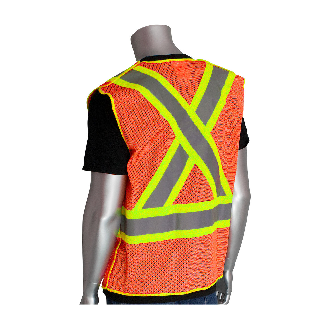 PIP ANSI Class 2 X-Back Safety Vest, Hi-Vis Orange, 5-Point Breakaway, ANSI  Type R Class 2 and CAN/CSA Z96, MFG# 302-0211