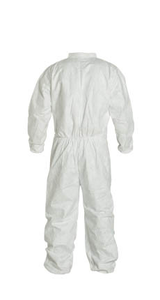 Dupont Tyvek Coveralls, Ty125SWH, Zipper Front, w/Elastic Wrists