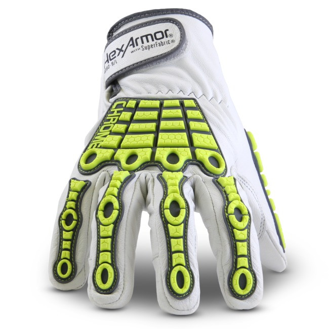 HexArmor Chrome 4080 Leather Impact Glove | ANSI A8 Cut Resistance