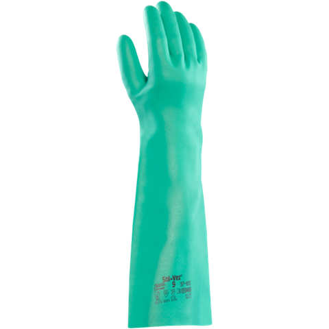 Ansell® Solvex® 37185 Green Nitrile Chemical Gloves, 18" Elbow Length