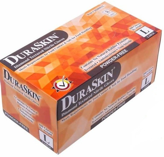 DuraSkin 2028HO Orange Nitrile Disposable Gloves, 8 mil Thickness