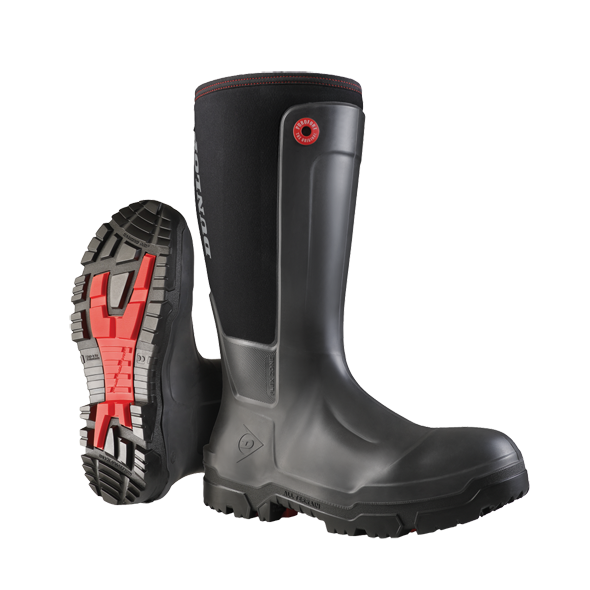 Dunlop Pioneer Snugboot Men's Work Boots, Plain Toe, SKU#OD60A93 Black 14