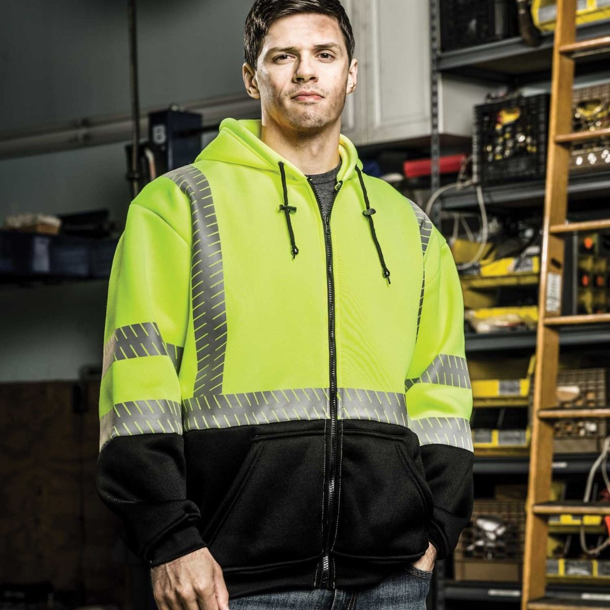 GAME 865-E High-Visibility Class 3 Econo Hoodie Sweatshirt, Zip