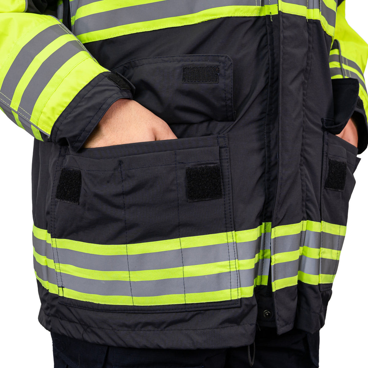 GAME 3555 Hi-Viz Class 2 Rescue Jacket with Detachable Hood, Navy
