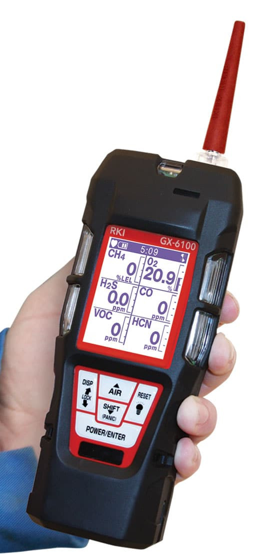RKI GX-6100 Portable Gas Monitor, LEL, O2, H2S, CO, PID-VOC 10.6