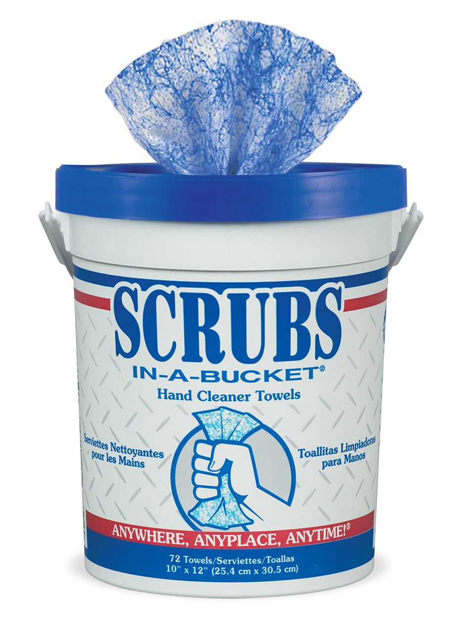 SCRUBS In-A-Bucket Hand Cleaner Towels - 12 x 10 - Blue - Absorbent, Pre-moistened - 72 Quantity Per Canister