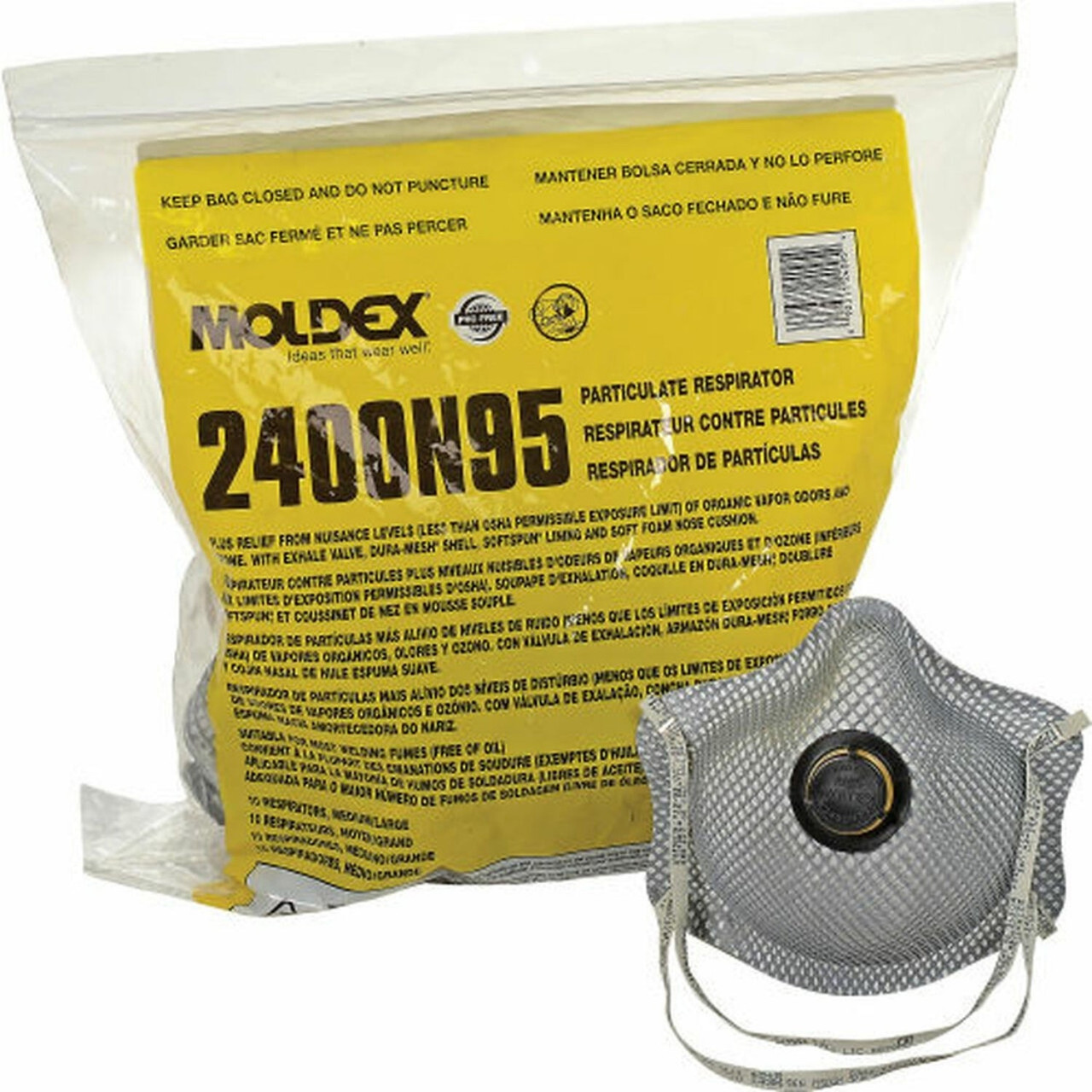 Moldex 2400 N95 Respirator, N95 with Charcoal Filter for Nuisance