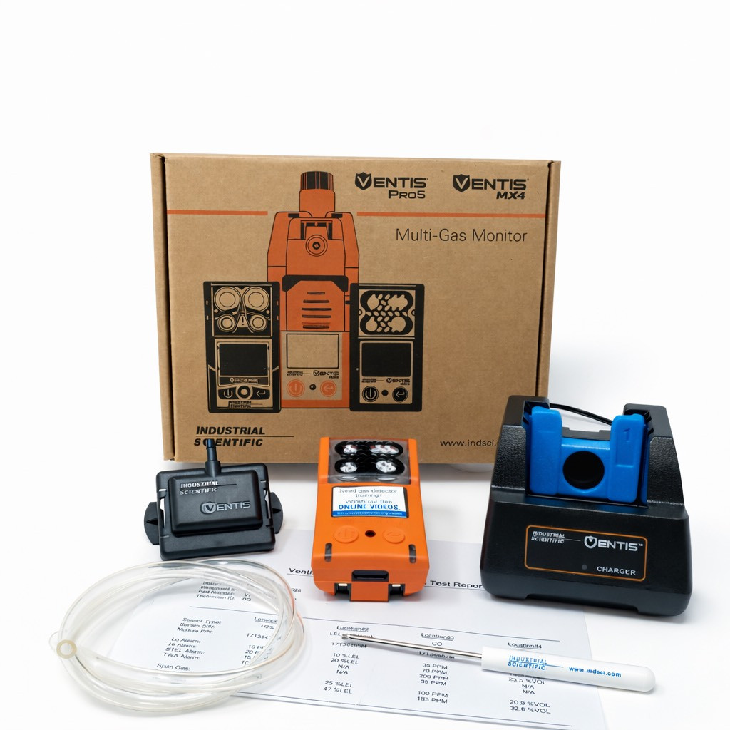 Ventis MX4 Gas Monitor, O2 LEL H2S CO, Orange, Diffusion, VTS