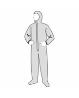 PermaGard 18122 Coveralls, White, Zipper Front with Hood & Boots Attached, 25 ea/case 