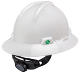 MSA V-Gard Full-Brim Hard Hat, Slotted with Fas-Trac III Ratchet Suspension, Class E