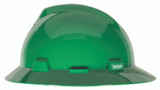 MSA V-Gard Full-Brim Hard Hat, Slotted with Fas-Trac III Ratchet Suspension, Class E