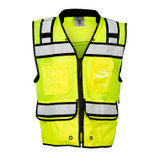 Kishigo High Performance Surveyors Safety Vest, ANSI 107 Class 2, Hi-Viz Lime, Zipper Closure, Mfg# S5004