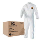 Kimberly Clark Kleenguard A40 Coveralls, Open Wrists & Ankles, White, Zipper Front, Microporous Film Laminate, Liquid & Particle Protection, 25 each/case