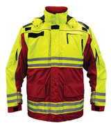 GAME 3555 Hi-Viz Class 2 Rescue Jacket with Detachable Hood, RED