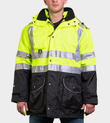 GAME 1355 Hi-Viz Class 3 6-in-1 Jacket with Black Bottom