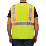GAME I-84 Hi-Viz Yellow Woven Fabric Tricot Class 2 D.O.T. Safety Vest with Pockets, ANSI Class 2