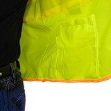 GAME I-84 Hi-Viz Yellow Woven Fabric Tricot Class 2 D.O.T. Safety Vest with Pockets, ANSI Class 2