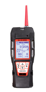 RKI GX-6000 Portable Gas Monitor, LEL, O2, H2S, CO, PID: 10.6 eV Lamp (0-40,000 ppb PID), Li-Ion battery pack and 115 VAC charger