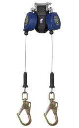 FallTech 8' FT-X™ Cable Class 2 Leading Edge Personal SRL-P, Twin-leg with Steel Swivel Mini Rebar Hook | MFG # 82808TP0S