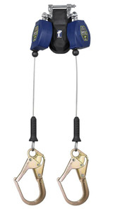 FallTech FT-X™ Cable Class 2 Leading Edge Personal SRL-P, Twin-leg with Steel Narrow Nose Rebar Hook | MFG # 82808TP3F