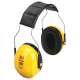 3M PELTOR Optime 98 H9A over-the-head earmuffs with NRR 25 dB hearing protection, stainless steel headband, and cushioned ear cups for industrial noise reduction