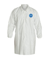 DuPont Tyvek® 400 Labcoat TY211SWH Front Snap Closure, Elastic Wrist, Extends to Knee, No Pockets. Sold Per Case (30 each)