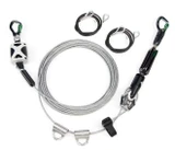 MSA 10219290 Temporary Cable Horizontal Lifeline for 2 Workers, 100 ft with bypass shuttles and anchorage straps
