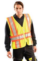 Occunomix High Visibility Yellow Premium Mesh Two-Tone Expandable Vests, Mfg# LUX-SC2TZ