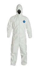 Dupont TY127SWH Tyvek 400 Coveralls, w/Respirator Fit Hood, Elastic Wrists & Ankles, 25 each/case