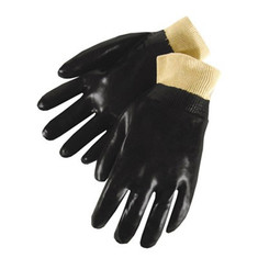 Durawear Black PVC Work Glove, Knit Wrist, Single Dipped, Smooth Finish, 12 pair/pkg, Part No. 2231