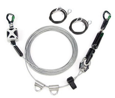 MSA 10219288 Temporary Cable Horizontal Lifeline for 2 Workers, 60' with bypass shuttles and anchorage straps 