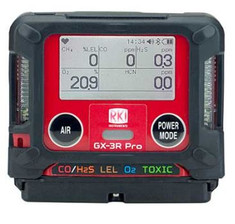 RKI GX-3R PRO 4-Gas Personal Gas Detector, LEL, O2, CO, H2S, Bluetooth, 120 VAC Charger