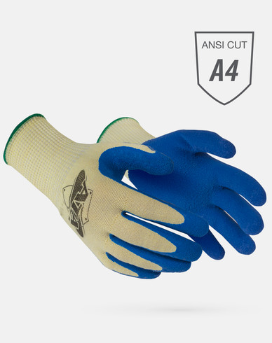 Worldwide Protective MATA10-BDB Work Glove, ANSI Level A4 Cut Protection, Blue Latex Coated Palm and Fingers, Sold in Pairs