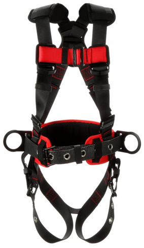 3M Protecta Comfort Construction Style Positioning Harness, Shoulder Padding, Back and Side D-Rings, Hip Pad and Belt, 1 Each/Case