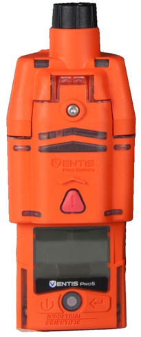 Industrial Scientific Ventis Pro5 Multi-Gas Monitor, Pumped, LEL (Pentane), CO/H2S, SO2, O2, Extended Li-ion, Desktop Charger, Orange, Mfg# VP5-KJ532111101