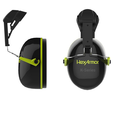 HexArmor K2C Earmuffs for Ceros™ Series Helmets, Slot Adapted, 25 Decibel Rating with Hi-vis Accents