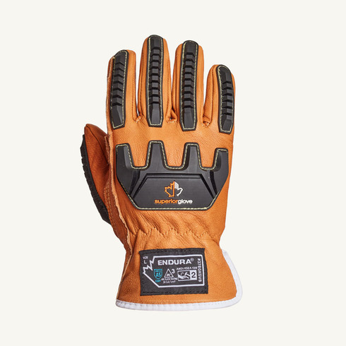 Superior 378GKGVB Endura Oilbloc Goatskin ANSI Cut Level A5 Kevlar-Lined Impact-Resistant Driver Gloves