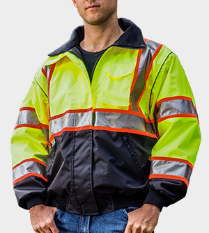 GAME 1385 Hi-Viz Class 3 Bomber Jacket with Black Bottom
