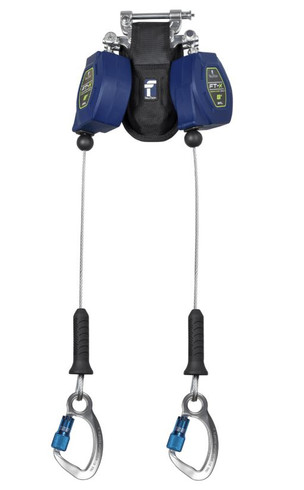 FallTech 8' FT-X™ Cable Class 2 Leading Edge Personal SRL-P, Twin-leg with Aluminum CE Carabiners | MFG # 82808TP6