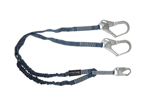FallTech 8259Y3 6' Internal Energy Absorbing Lanyard, Double-leg with Steel Connectors 
